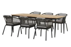 OUTFLEXX Oscar Esstischgarnitur, Anthrazit, Alu/FSC-Teak/Rope, Tisch 214x100 Cm, 8 Stühle , Tischplatte AusTeak 11 OUTFLEXX Oscar Esstischgarnitur, Anthrazit, Alu/FSC-Teak/Rope, Tisch 214x100 Cm, 8 Stühle , Tischplatte AusTeak -Gartenmoebel Verkaufs-Shop 3 20127.jpg