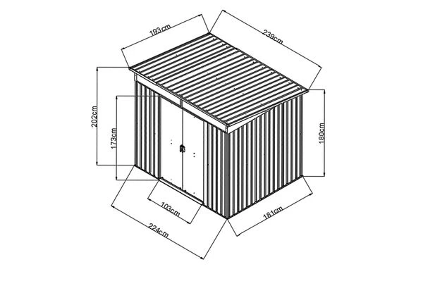OUTTECH Gerätehaus, Anthrazit, Stahl, 194x238x203cm, Schiebetüren Und Fenster 7 OUTTECH Gerätehaus, Anthrazit, Stahl, 194x238x203cm, Schiebetüren Und Fenster – Bild 5