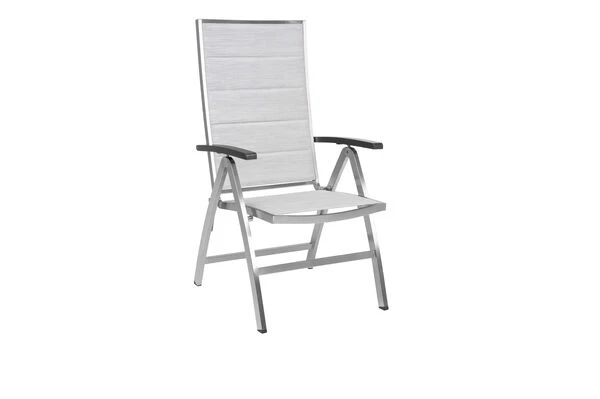 STERN Cardiff Esstischgarnitur, Silber, Edelstahl/Textilen/FSC-Teakholz/Alu, 162/220 X 90 Cm, 6 Multipos, Butterfly-Auszug 5 STERN Cardiff Esstischgarnitur, Silber, Edelstahl/Textilen/FSC-Teakholz/Alu, 162/220 X 90 Cm, 6 Multipos, Butterfly-Auszug – Bild 3