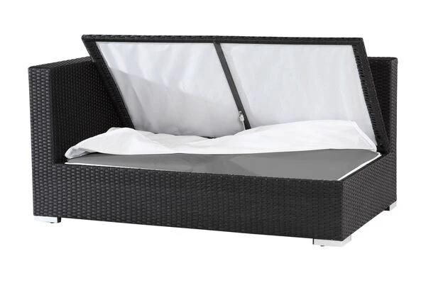 OUTFLEXX 2-Sitzer Ecksofa, Schwarz, Polyrattan, 145x85x70cm, Armlehne Rechts, Wasserfeste Kissenbox 5 OUTFLEXX 2-Sitzer Ecksofa, Schwarz, Polyrattan, 145x85x70cm, Armlehne Rechts, Wasserfeste Kissenbox – Bild 3