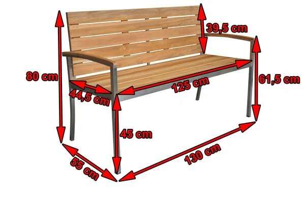 OUTFLEXX Gartenbank, FSC-Teakholz/Edelstahl, 2-Sitzer, 130x55x80cm 6 OUTFLEXX Gartenbank, FSC-Teakholz/Edelstahl, 2-Sitzer, 130x55x80cm – Bild 4