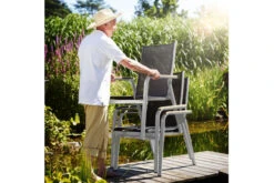 Kettler Granada Esstisch-Set, Silber/anthrazit, Teaktisch 160x95cm, 6 Stapelsessel, FSC-zertifiziert -Gartenmoebel Verkaufs-Shop 4 13708.jpg