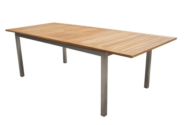 OUTFLEXX Set, Schwarz, 200/300 X 100 Cm, Edelstahl/Teak, Ausziehtisch, 6 Stühle Padded, 2 Multipositionssessel 6 OUTFLEXX Set, Schwarz, 200/300 X 100 Cm, Edelstahl/Teak, Ausziehtisch, 6 Stühle Padded, 2 Multipositionssessel – Bild 4