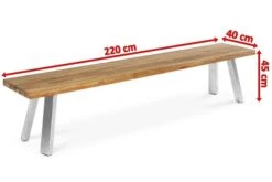 OUTFLEXX Gartenbank, Edelstahl/recyceltes FSC®-Teak, 220x40x45xm, A-Gestell, Rustikal Gebürstet 9 OUTFLEXX Gartenbank, Edelstahl/recyceltes FSC®-Teak, 220x40x45xm, A-Gestell, Rustikal Gebürstet -Gartenmoebel Verkaufs-Shop 4 18324.jpg