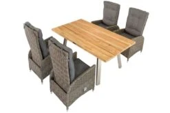 OUTFLEXX Esstischgarnitur, Edelstahl/recyceltes FSC-Teak, Tisch 160x90 Cm, 4 Hochlehner- Diningsessel, A-Gestell 25 OUTFLEXX Esstischgarnitur, Edelstahl/recyceltes FSC-Teak, Tisch 160x90 Cm, 4 Hochlehner- Diningsessel, A-Gestell -Gartenmoebel Verkaufs-Shop 4 19374.jpg