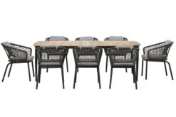 OUTFLEXX Oscar Esstischgarnitur, Anthrazit, Alu/FSC-Teak/Rope, Tisch 214x100 Cm, 8 Stühle , Tischplatte AusTeak 12 OUTFLEXX Oscar Esstischgarnitur, Anthrazit, Alu/FSC-Teak/Rope, Tisch 214x100 Cm, 8 Stühle , Tischplatte AusTeak -Gartenmoebel Verkaufs-Shop 4 20127.jpg