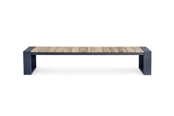 OUTFLEXX Kona Bank, Dark Grey/natur, Alu/recycled FSC®-Teak, 240x40x45cm, Rustikal Gebürstet, U-Gestell 6 OUTFLEXX Kona Bank, Dark Grey/natur, Alu/recycled FSC®-Teak, 240x40x45cm, Rustikal Gebürstet, U-Gestell – Bild 4