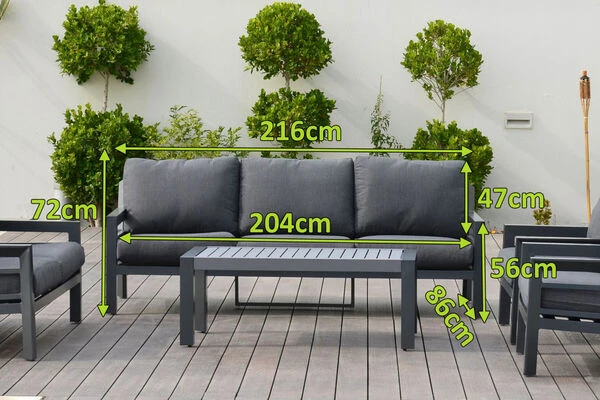 OUTFLEXX 3-Sitzer Sofa, Anthrazit, Olefin/Alu 6 OUTFLEXX 3-Sitzer Sofa, Anthrazit, Olefin/Alu – Bild 4