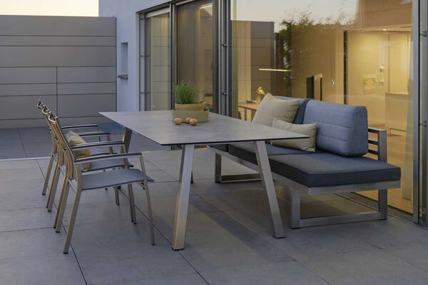 STERN New Holly Dining-Bank/Liege, Silbergrau, Edelstahl, 216x77x73 Cm, Inkl. Polster Schiefergrau 6 STERN New Holly Dining-Bank/Liege, Silbergrau, Edelstahl, 216x77x73 Cm, Inkl. Polster Schiefergrau – Bild 4