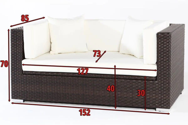 OUTFLEXX 2-Sitzer Sofa, Braun, Polyrattan, 152x85x70cm, Inkl. Polster, Wasserfeste Kissenbox 6 OUTFLEXX 2-Sitzer Sofa, Braun, Polyrattan, 152x85x70cm, Inkl. Polster, Wasserfeste Kissenbox – Bild 4