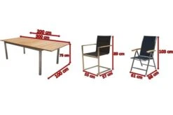 OUTFLEXX Set, Schwarz, 200/300 X 100 Cm, Edelstahl/Teak, Ausziehtisch, 6 Stühle Padded, 2 Multipositionssessel 17 OUTFLEXX Set, Schwarz, 200/300 X 100 Cm, Edelstahl/Teak, Ausziehtisch, 6 Stühle Padded, 2 Multipositionssessel -Gartenmoebel Verkaufs-Shop 5 14157.jpg