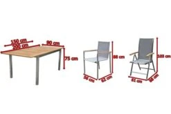 OUTFLEXX Set, Silber, 150 X 90 Cm, Edelstahl/Teak, Ausziehtisch, 6 Stühle, 2 Multipositionssessel -Gartenmoebel Verkaufs-Shop 5 14237.jpg
