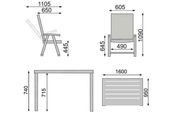 KETTLER Basic Plus Esstischgarnitur, Silber/ Anthrazit, 160 X 95 Cm, Alu/Textilene, 4 Multipositionssessel 7 KETTLER Basic Plus Esstischgarnitur, Silber/ Anthrazit, 160 X 95 Cm, Alu/Textilene, 4 Multipositionssessel – Bild 5