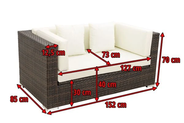 OUTFLEXX 2-Sitzer Sofa, Braun Marmoriert, Polyrattan, 152 X 85 X 70 Cm, Wasserfeste Kissenbox 7 OUTFLEXX 2-Sitzer Sofa, Braun Marmoriert, Polyrattan, 152 X 85 X 70 Cm, Wasserfeste Kissenbox – Bild 5