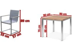 OUTFLEXX Esstischgarnitur, Edelstahl / Recyceltes FSC-Teak, Tisch 90 X 90 Cm, 4 Freischwinger Padded, Silber 14 OUTFLEXX Esstischgarnitur, Edelstahl / Recyceltes FSC-Teak, Tisch 90 X 90 Cm, 4 Freischwinger Padded, Silber -Gartenmoebel Verkaufs-Shop 5 17259.jpg