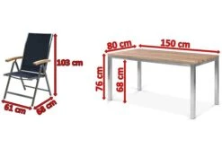 OUTFLEXX Esstischgarnitur, Edelstahl / FSC-Teak, Tisch 150x80cm, 6 Multipositionssessel, Schwarz 14 OUTFLEXX Esstischgarnitur, Edelstahl / FSC-Teak, Tisch 150x80cm, 6 Multipositionssessel, Schwarz -Gartenmoebel Verkaufs-Shop 5 17274.jpg