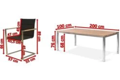 OUTFLEXX Esstischgarnitur, Edelstahl / FSC-Teak, Tisch 200 X 100 Cm, 6 Freischwinger Padded, Schwarz -Gartenmoebel Verkaufs-Shop 5 17300.jpg