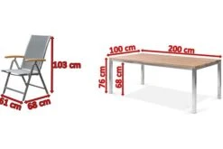 OUTFLEXX Esstischgarnitur, Edelstahl / FSC-Teak, Tisch 200 X 100 Cm, 6 Multipositionssessel, Taupe 14 OUTFLEXX Esstischgarnitur, Edelstahl / FSC-Teak, Tisch 200 X 100 Cm, 6 Multipositionssessel, Taupe -Gartenmoebel Verkaufs-Shop 5 17306.jpg