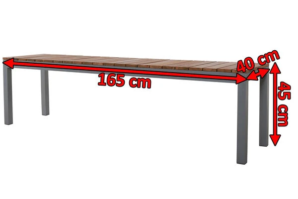 VILLANA Bank, Alu Pulverbeschichtet / FSC Akazienholz, 3 Personen, 165 X 40 X 45 Cm 7 VILLANA Bank, Alu Pulverbeschichtet / FSC Akazienholz, 3 Personen, 165 X 40 X 45 Cm – Bild 5