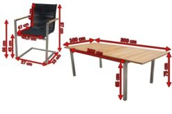 OUTFLEXX Esstischgarnitur, Silber/schwarz, Edelstahl/FSC-Teak, Ausziehtisch 200-300 X 100 Cm, 6 Freischwinger -Gartenmoebel Verkaufs-Shop 5 18866.jpg