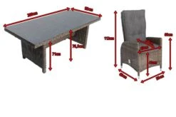 OUTFLEXX Dining Set, Grau, Polyrattan, Tisch 200 X 95 Cm, 6 Sessel, Verstellbar 17 OUTFLEXX Dining Set, Grau, Polyrattan, Tisch 200 X 95 Cm, 6 Sessel, Verstellbar -Gartenmoebel Verkaufs-Shop 5 18922.jpg