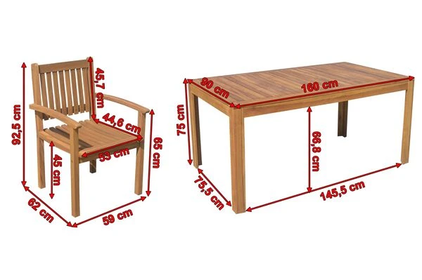 OUTFLEXX Esstischgarnitur, Natur, FSC-Akazienholz, Tisch 160 X 90 Cm, 6 Gartenstühle 7 OUTFLEXX Esstischgarnitur, Natur, FSC-Akazienholz, Tisch 160 X 90 Cm, 6 Gartenstühle – Bild 5