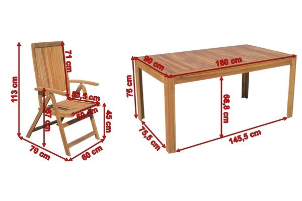 OUTFLEXX Esstischgarnitur, Natur, FSC-Akazienholz, Tisch 160 X 90 Cm, 4 Klappsessel 7 OUTFLEXX Esstischgarnitur, Natur, FSC-Akazienholz, Tisch 160 X 90 Cm, 4 Klappsessel – Bild 5