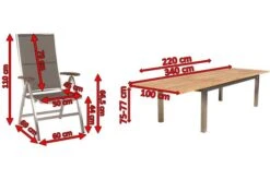 STERN Cardiff Esstischgruppe, Silber/taupe, Edelstahl/FSC-Teak, Tisch 220/340 X 100 Cm, 6 Multipositionssessel 13 STERN Cardiff Esstischgruppe, Silber/taupe, Edelstahl/FSC-Teak, Tisch 220/340 X 100 Cm, 6 Multipositionssessel -Gartenmoebel Verkaufs-Shop 5 19695.jpg