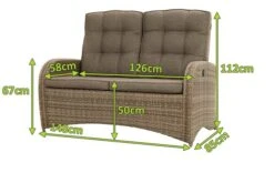 Ploß Rabida Comfort Dining / Lounge 2-Sitzer Sofa, Champagner-meliert, Polyrattan, 148x85x112 Cm, Verstellbar -Gartenmoebel Verkaufs-Shop 5 20163.jpg