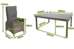 OUTFLEXX Dining Set, Grau, Polyrattan, Tisch 180x120cm, Spraystone, 8mm, 6 Dining Sessel, Verstellbar -Gartenmoebel Verkaufs-Shop 5 20659.jpg