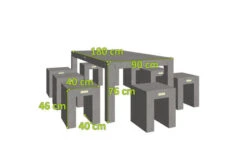 OUTFLEXXEsstischgarnitur, Grau, Faserzement, 180 X 90 Cm, Für Bis Zu 8 Personen, Kombinierbar, 6 Hocker 11 OUTFLEXXEsstischgarnitur, Grau, Faserzement, 180 X 90 Cm, Für Bis Zu 8 Personen, Kombinierbar, 6 Hocker -Gartenmoebel Verkaufs-Shop 5 21242.jpg