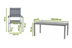 KETTLER Friends Esstischgarnitur, Silber/anthrazit, Alu/Textilene, Tisch 180/240 X 90 Cm, 6 Stapelsessel 17 KETTLER Friends Esstischgarnitur, Silber/anthrazit, Alu/Textilene, Tisch 180/240 X 90 Cm, 6 Stapelsessel -Gartenmoebel Verkaufs-Shop 5 21552.jpg