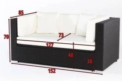 OUTFLEXX 2-Sitzer Sofa, Schwarz, Polyrattan 152x85x70cm, Inkl. Polster Und Wasserfeste Kissenbox 11 OUTFLEXX 2-Sitzer Sofa, Schwarz, Polyrattan 152x85x70cm, Inkl. Polster Und Wasserfeste Kissenbox -Gartenmoebel Verkaufs-Shop 5 2392 2 BOX.jpg