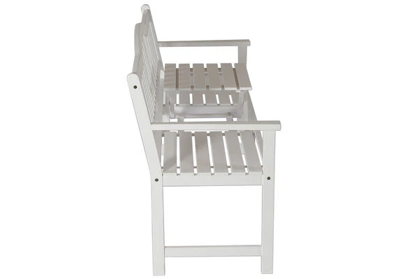 VILLANA Gartenbank, Weiß, Akazienholz, 152 X 59 X 86 Cm, 2-3 Personen, Klapptisch-Funktion 8 VILLANA Gartenbank, Weiß, Akazienholz, 152 X 59 X 86 Cm, 2-3 Personen, Klapptisch-Funktion – Bild 6