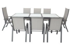 VILLANA Sitzgruppe, Anthrazit/grau, Alu/Textil, Tisch 160/220 Cm, 6 Stapelstühle, 2 Hochlehner 22 VILLANA Sitzgruppe, Anthrazit/grau, Alu/Textil, Tisch 160/220 Cm, 6 Stapelstühle, 2 Hochlehner -Gartenmoebel Verkaufs-Shop 6 13893.jpg