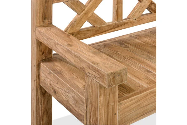 OUTFLEXX Gartenbank, Natur, Recyceltes FSC®-Teakholz, 160x73cm, Mit Rücken- Und Armlehnen, Rustikal Gebürstet 8 OUTFLEXX Gartenbank, Natur, Recyceltes FSC®-Teakholz, 160x73cm, Mit Rücken- Und Armlehnen, Rustikal Gebürstet – Bild 6