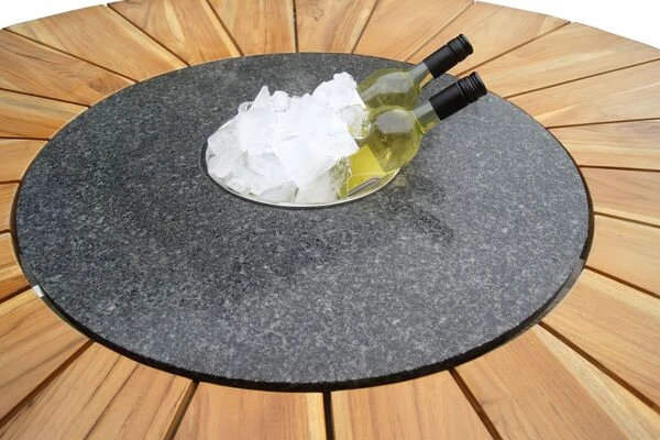 STERN Cardiff Esstischgruppe, Silber/taupe, Edelstahl/FSC-Teak, Tisch Ø 170 Cm, 4 Stapel-, 2 Multipositionssessel 8 STERN Cardiff Esstischgruppe, Silber/taupe, Edelstahl/FSC-Teak, Tisch Ø 170 Cm, 4 Stapel-, 2 Multipositionssessel – Bild 6