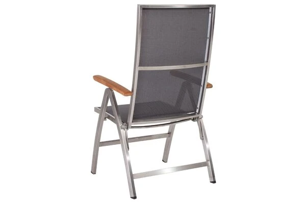 STERN Cardiff Set, Silber/silbergrau, Edelstahl/FSC-Teak, Tisch 200/300 X 100 Cm, 4 Stapel-, 2 Multipositionssessel 8 STERN Cardiff Set, Silber/silbergrau, Edelstahl/FSC-Teak, Tisch 200/300 X 100 Cm, 4 Stapel-, 2 Multipositionssessel – Bild 6