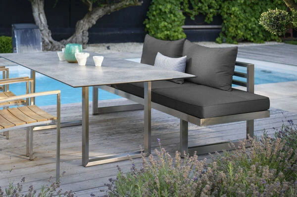 STERN New Holly Dining-Bank/Liege, Silbergrau, Edelstahl, 216x77x73 Cm, Inkl. Polster Schiefergrau 8 STERN New Holly Dining-Bank/Liege, Silbergrau, Edelstahl, 216x77x73 Cm, Inkl. Polster Schiefergrau – Bild 6