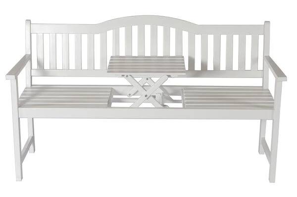 VILLANA Gartenbank, Weiß, Akazienholz, 152 X 59 X 86 Cm, 2-3 Personen, Klapptisch-Funktion 6 VILLANA Gartenbank, Weiß, Akazienholz, 152 X 59 X 86 Cm, 2-3 Personen, Klapptisch-Funktion – Bild 4