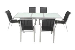 VILLANA Esstischgruppe, Silber/schwarz, Alu/Textil, Ausziehtisch 160/220 Cm, 6 Stapelstühle 20 VILLANA Esstischgruppe, Silber/schwarz, Alu/Textil, Ausziehtisch 160/220 Cm, 6 Stapelstühle -Gartenmoebel Verkaufs-Shop 7 13870.jpg