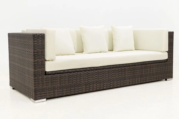 OUTFLEXX 3-Sitzer Sofa, Braun Marmoriert, Polyrattan, 210 X 85 X 70 Cm, Wasserfeste Kissenbox 10 OUTFLEXX 3-Sitzer Sofa, Braun Marmoriert, Polyrattan, 210 X 85 X 70 Cm, Wasserfeste Kissenbox – Bild 8
