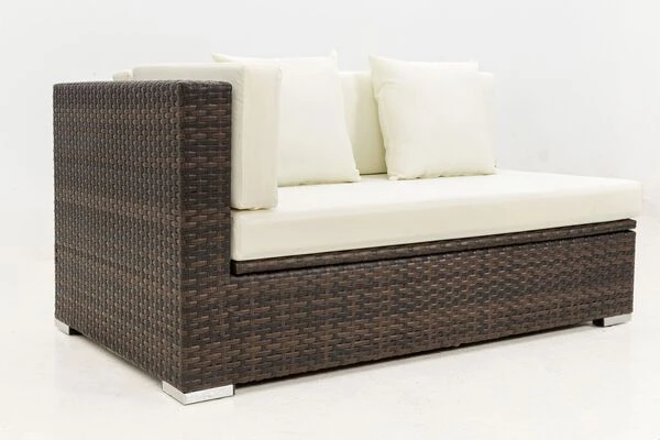 OUTFLEXX 2-Sitzer Ecksofa, Braun Marmoriert, Polyrattan, 145 X 85 X 70 Cm, Wasserfeste Kissenbox, Armlehne Re. 10 OUTFLEXX 2-Sitzer Ecksofa, Braun Marmoriert, Polyrattan, 145 X 85 X 70 Cm, Wasserfeste Kissenbox, Armlehne Re. – Bild 8