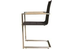 OUTFLEXX Esstischgarnitur, Edelstahl / FSC-Teak, Tisch 200 X 100 Cm, 6 Freischwinger Padded, Schwarz -Gartenmoebel Verkaufs-Shop 8 17300.jpg