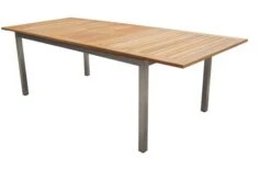 OUTFLEXX Esstischgarnitur, Silber/schwarz, Edelstahl/FSC-Teak, Ausziehtisch 200-300 X 100 Cm, 6 Freischwinger -Gartenmoebel Verkaufs-Shop 8 18866.jpg