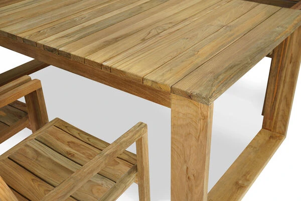 OUTFLEXX Anok Esstischgarnitur, Natur, Recycled FSC-Teak, Esstisch 200x100cm, 6x Stuhl 8 OUTFLEXX Anok Esstischgarnitur, Natur, Recycled FSC-Teak, Esstisch 200x100cm, 6x Stuhl – Bild 6