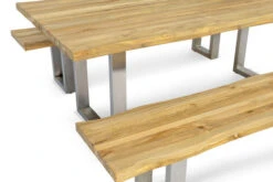 OUTFLEXX Esstischgarnitur, Silber/natur, Edelstahl & Recycled FSC-Teak, Esstisch 200x100cm, 2xBank 200x40cm, Baumkante 17 OUTFLEXX Esstischgarnitur, Silber/natur, Edelstahl & Recycled FSC-Teak, Esstisch 200x100cm, 2xBank 200x40cm, Baumkante -Gartenmoebel Verkaufs-Shop 8 20618.jpg