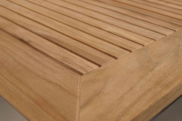 OUTFLEXX Esstischgruppe, Taupe, Edelstahl/Teak, Tisch 180x90cm, 6 Stapelstühle Gepolstert 11 OUTFLEXX Esstischgruppe, Taupe, Edelstahl/Teak, Tisch 180x90cm, 6 Stapelstühle Gepolstert – Bild 9