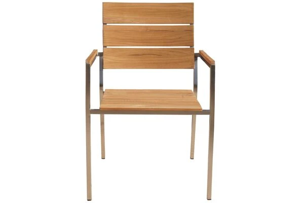 OUTFLEXX Esstischgarnitur, Edelstahl / FSC-Teakholz, Tisch 150 X 80 Cm, 6 Stapelsessel 11 OUTFLEXX Esstischgarnitur, Edelstahl / FSC-Teakholz, Tisch 150 X 80 Cm, 6 Stapelsessel – Bild 9