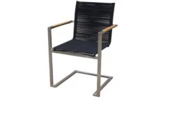 OUTFLEXX Esstischgarnitur, Silber/schwarz, Edelstahl/FSC-Teak, Ausziehtisch 200-300 X 100 Cm, 6 Freischwinger -Gartenmoebel Verkaufs-Shop 9 18866.jpg